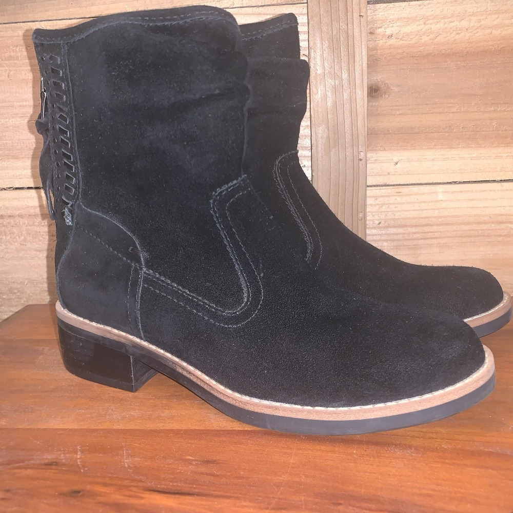 Lucca Lane Women's Ankle Boots Carolsue Black Suede Zip Western Studded New Sz 5